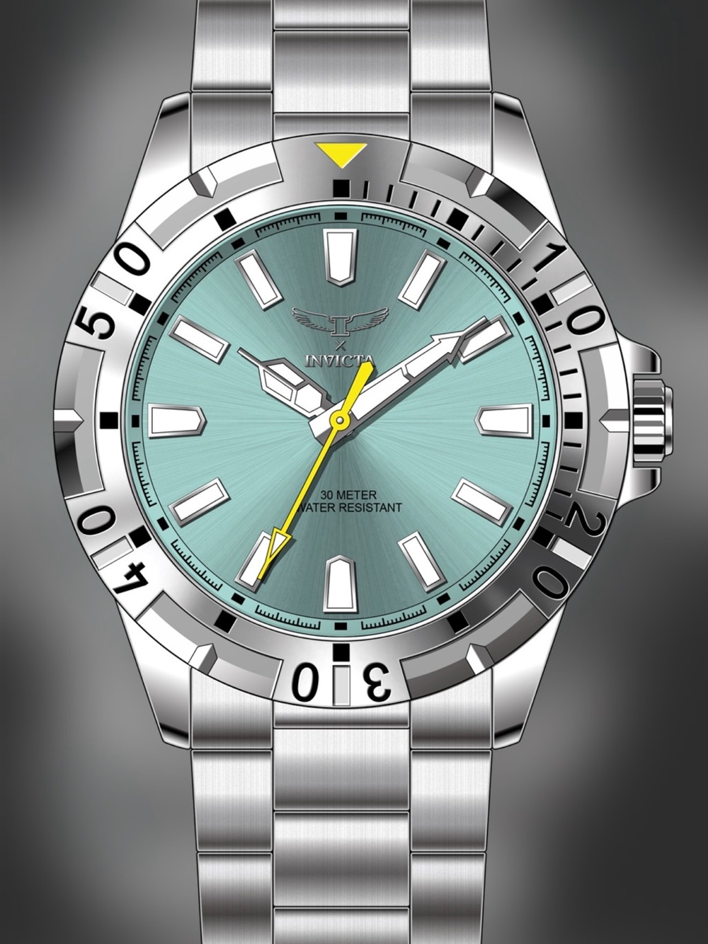 Invicta Turquoise Dial Watch with Yellow Accents